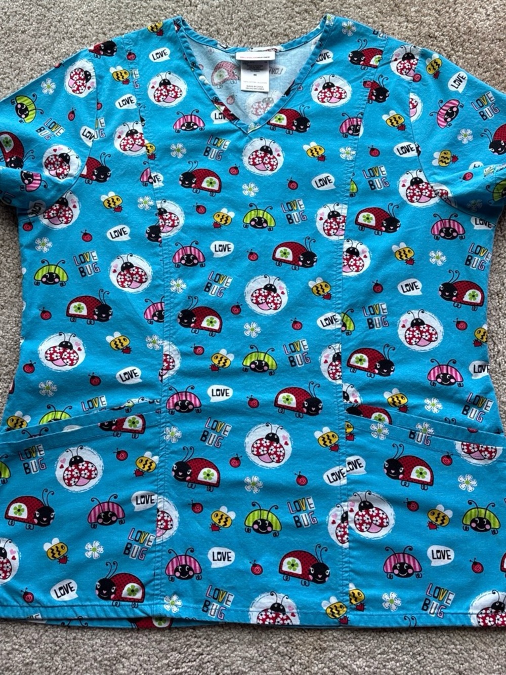 Scrubstar Blue Kids' Ladybug Print Scrub Top
